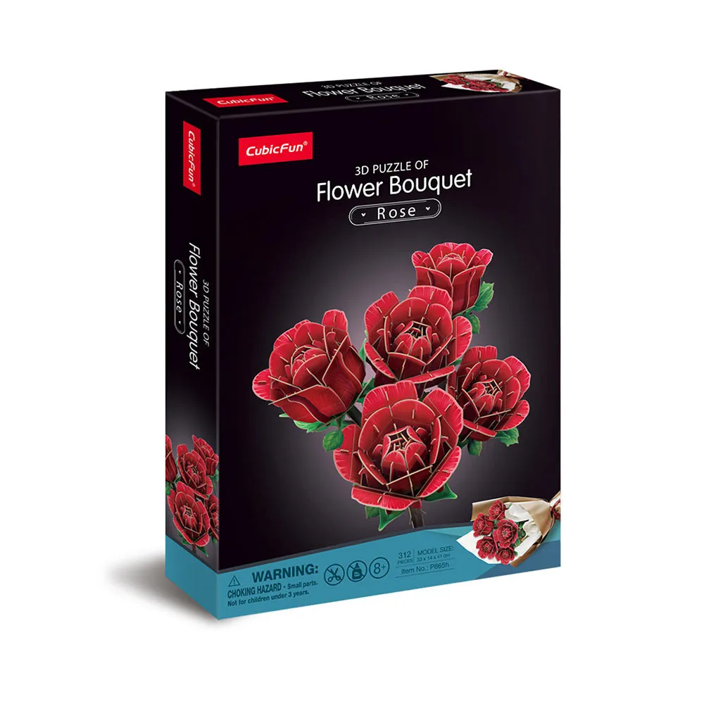 Cubicfun 3D puzle šopek rdečih vrtnic 