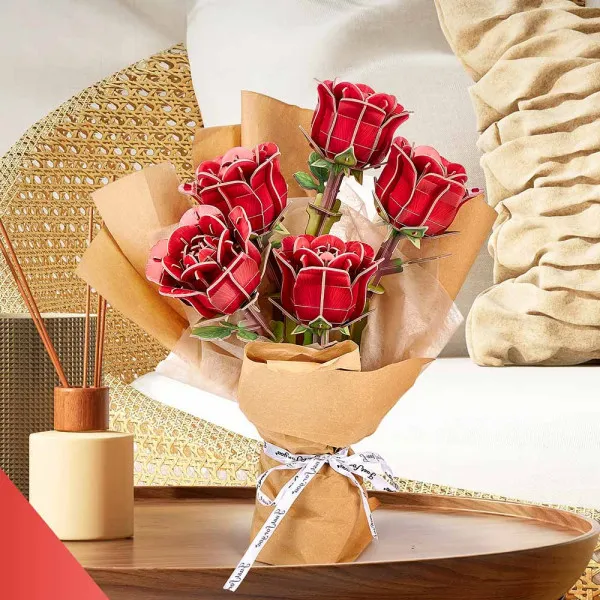 Cubicfun 3D puzle šopek rdečih vrtnic 